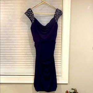 Dark violet Maggy London sz 6 ruched fitted dress